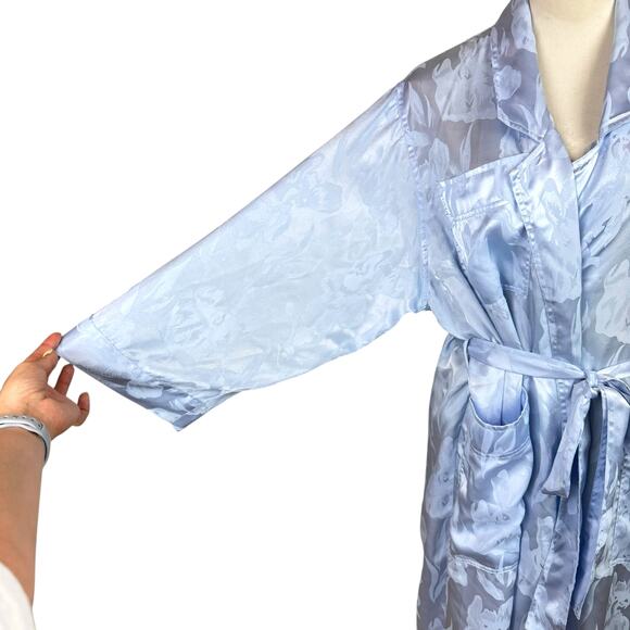Vintage Gold Label Victoria's Secret Full Length Light Blue Floral Print Robe - Picture 10 of 12